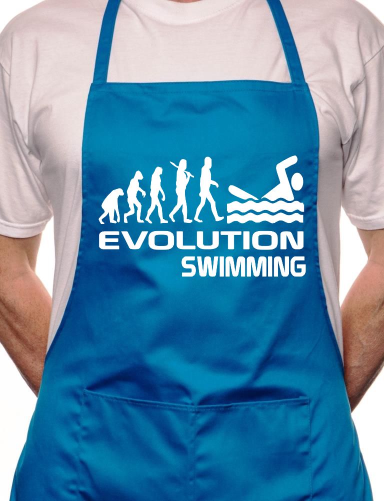 Adult Evolution Of Swimming Gift BBQ Cooking Funny Novelty Apron