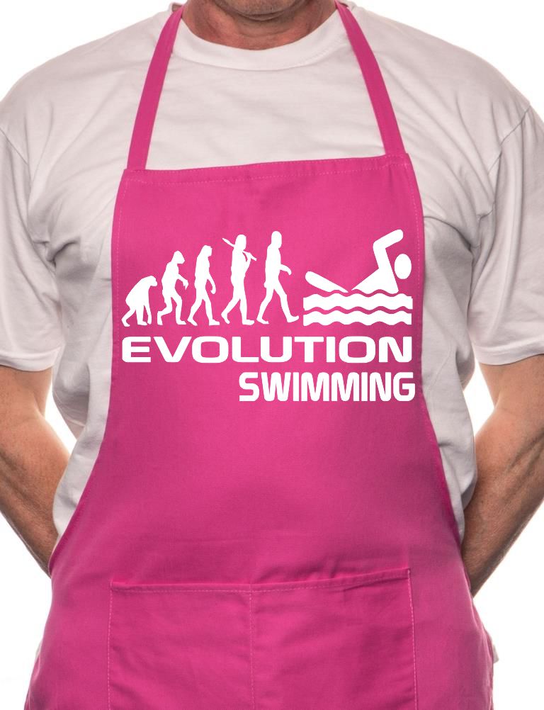 Adult Evolution Of Swimming Gift BBQ Cooking Funny Novelty Apron