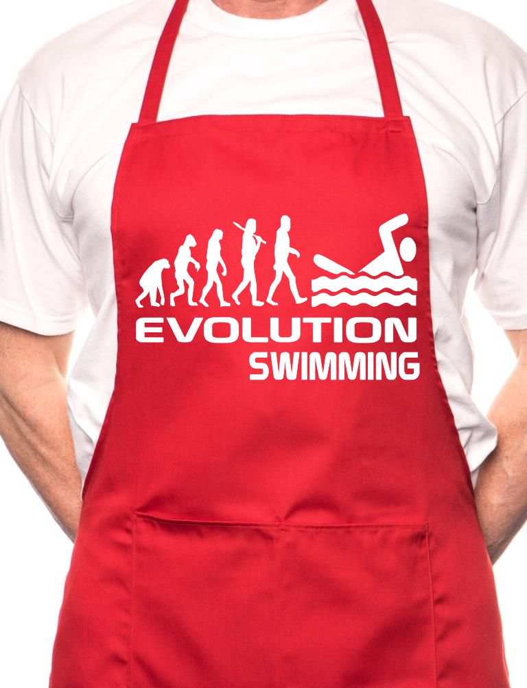 Adult Evolution Of Swimming Gift BBQ Cooking Funny Novelty Apron