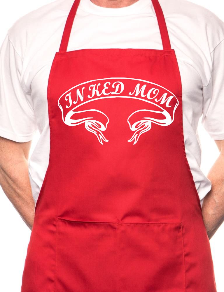 Adult Inked Mom Tattoo Artist BBQ Cooking Funny Novelty Apron