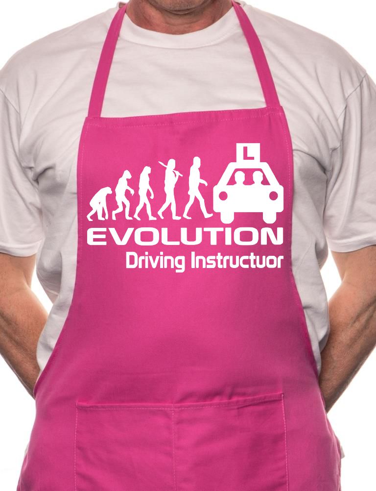 Adult Evolution Of Driving Instructor BBQ Cooking Funny Novelty Apron