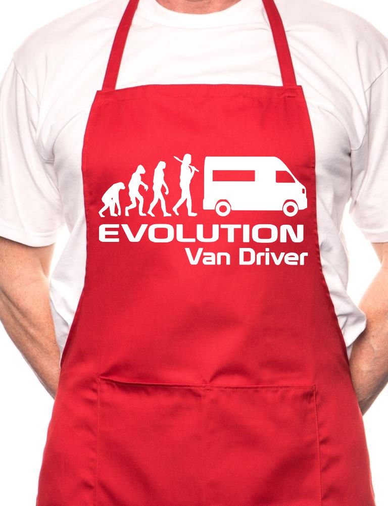 Adult Evolution Of Van Driver BBQ Cooking Funny Novelty Apron