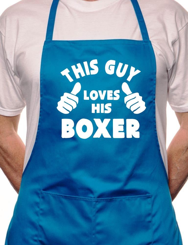 Adult This Guy Loves His Boxer BBQ Dog Cooking Funny Novelty Apron