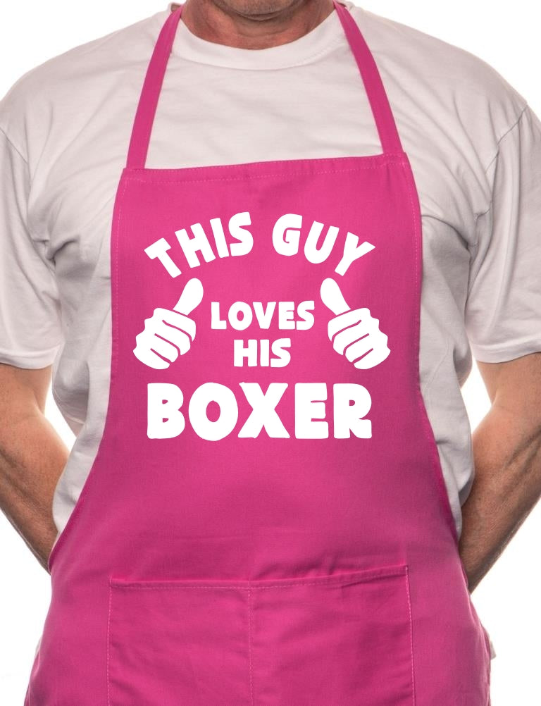 Adult This Guy Loves His Boxer BBQ Dog Cooking Funny Novelty Apron