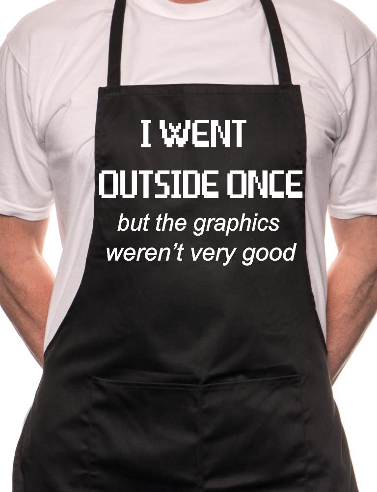 Adult I went Outside Once Gamer BBQ Cooking Funny Novelty Apron