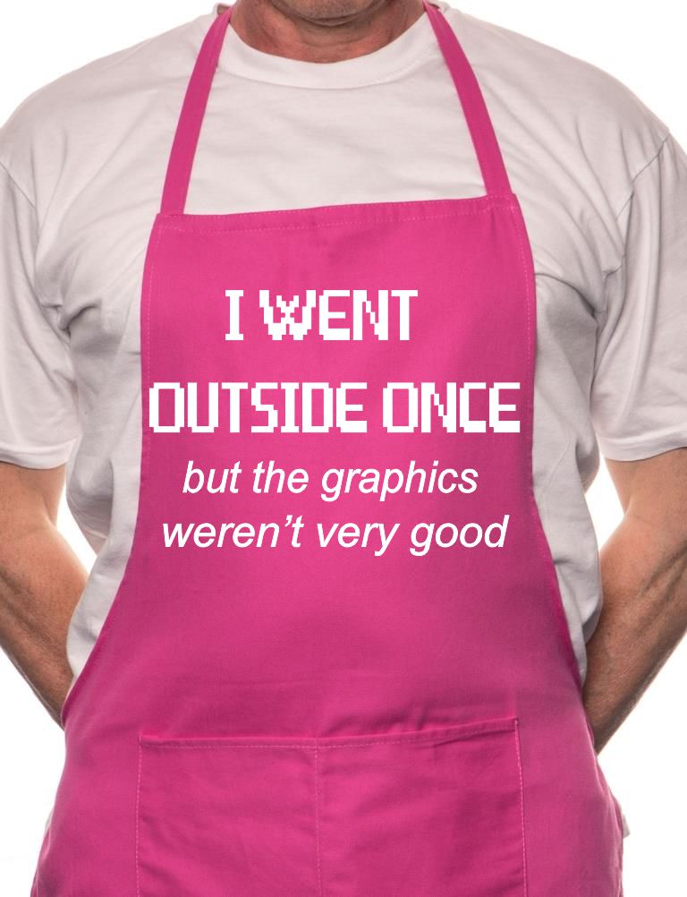 Adult I went Outside Once Gamer BBQ Cooking Funny Novelty Apron
