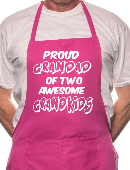 Adult Proud Grandad 2 Grandkids BBQ Cooking Funny Novelty Apron