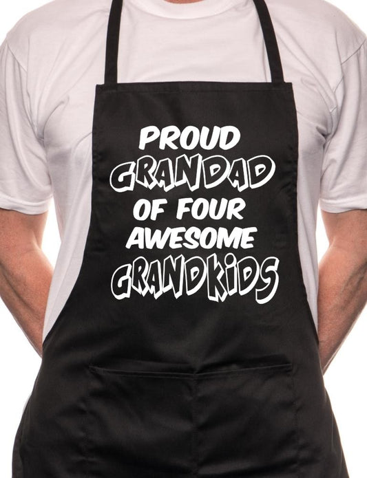 Adult Proud Grandad 4 Grandkids BBQ Cooking Funny Novelty Apron