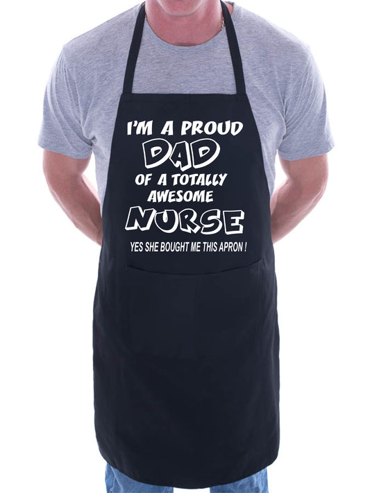 Adult Proud Dad Of Awesome Nurse BBQ Cooking Funny Novelty Apron