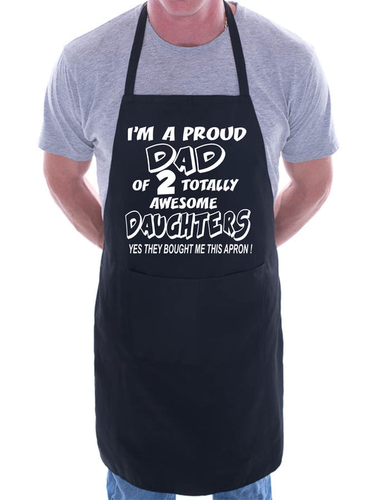 Adult Proud Dad Of 2 Awesome Daughter BBQ Cooking Funny Novelty Apron