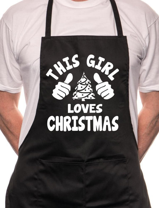 This Girl Loves Christmas Santa Xmas BBQ Cooking Apron