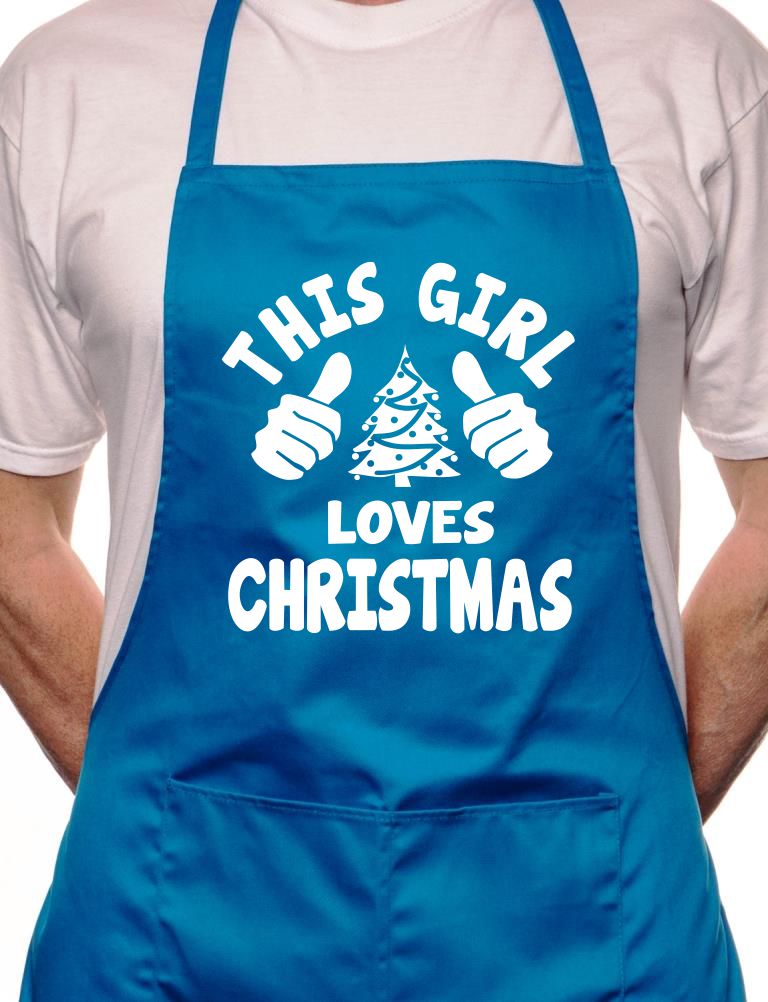 This Girl Loves Christmas Santa Xmas BBQ Cooking Apron