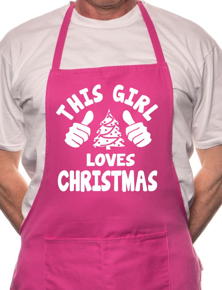 This Girl Loves Christmas Santa Xmas BBQ Cooking Apron