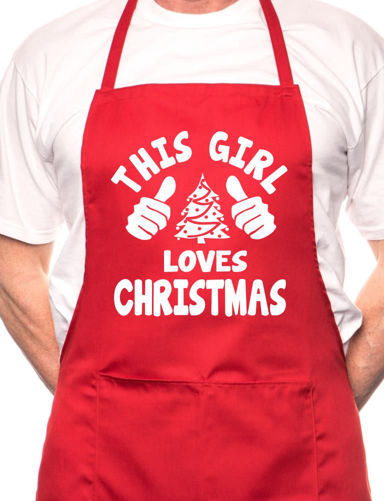 This Girl Loves Christmas Santa Xmas BBQ Cooking Apron