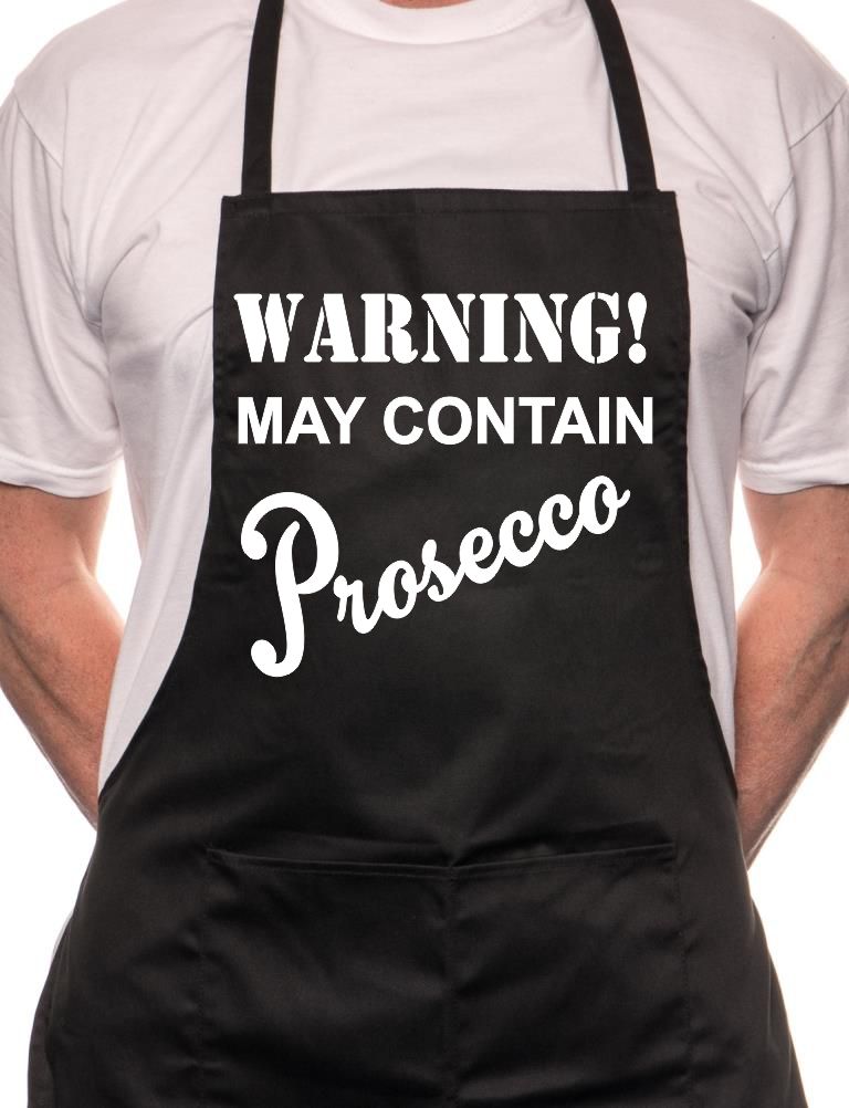 Warning Contains Prosecco BBQ Cooking Funny Novelty Apron