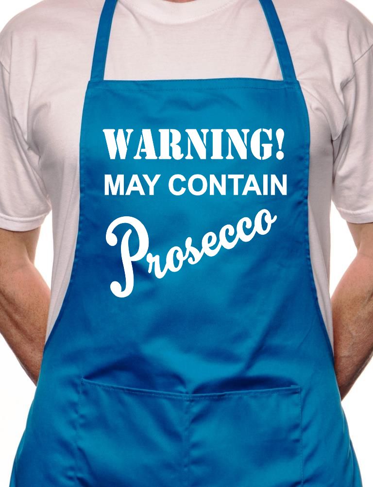 Warning Contains Prosecco BBQ Cooking Funny Novelty Apron