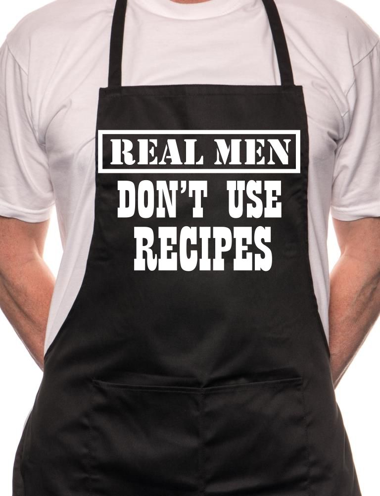 Real Men No Recipes Funny Father Day BBQ Cooking Novelty Apron