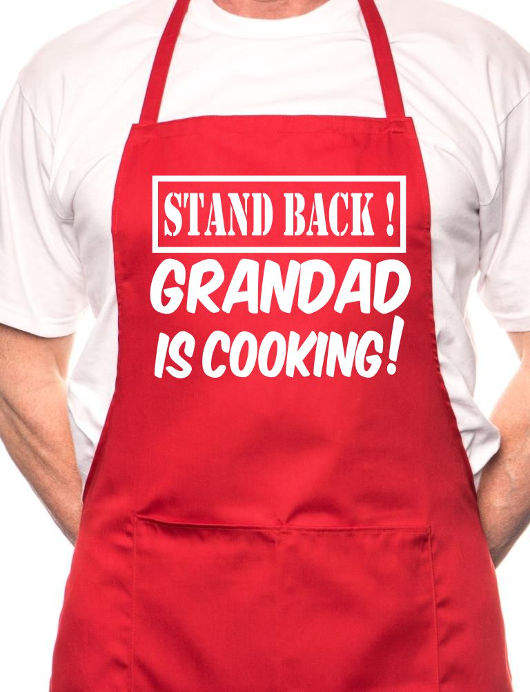 Stand Back Grandad Is Cooking Fathers Day BBQ Cooking Novelty Apron