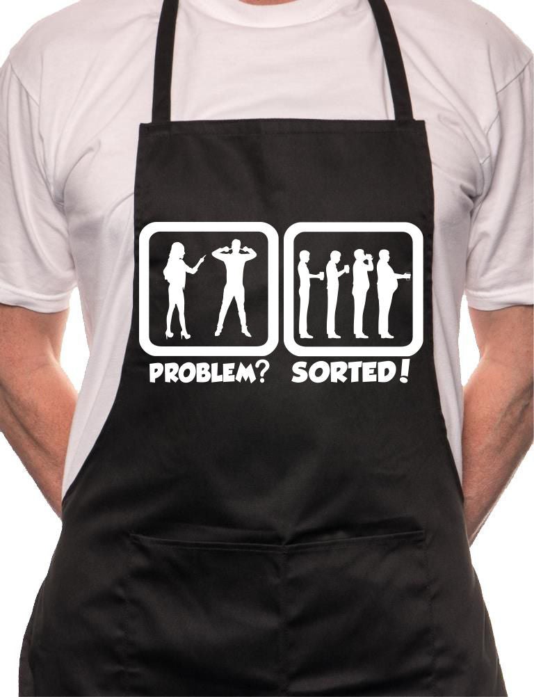 Problem Sorted Gone To Pub Drinking BBQ Cooking Novelty Apron