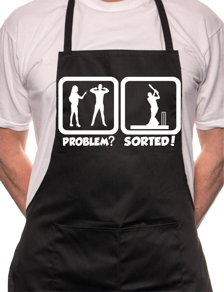 Problem Sorted Playing Cricket BBQ Cooking Novelty Apron