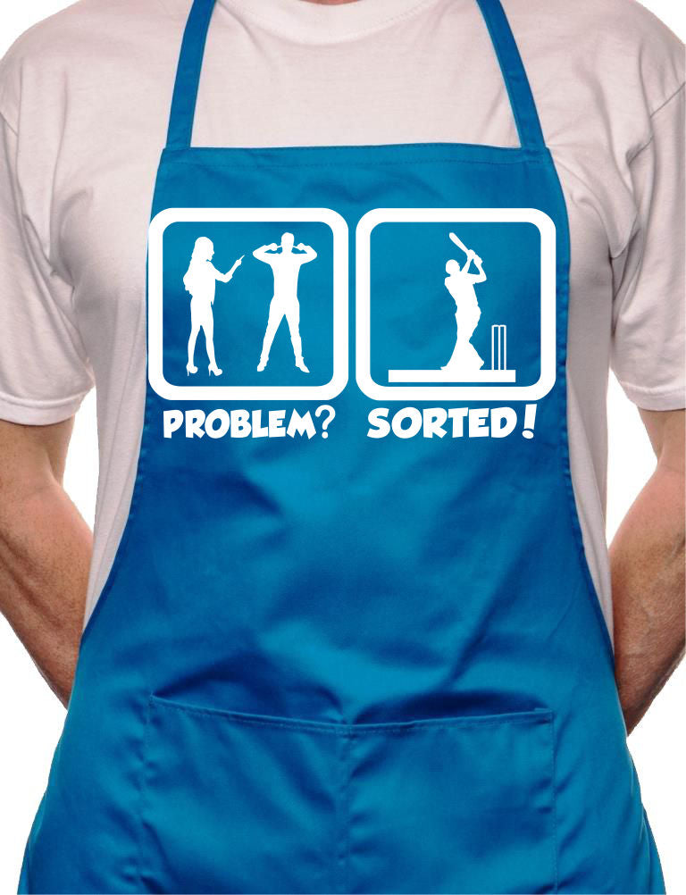 Problem Sorted Playing Cricket BBQ Cooking Novelty Apron