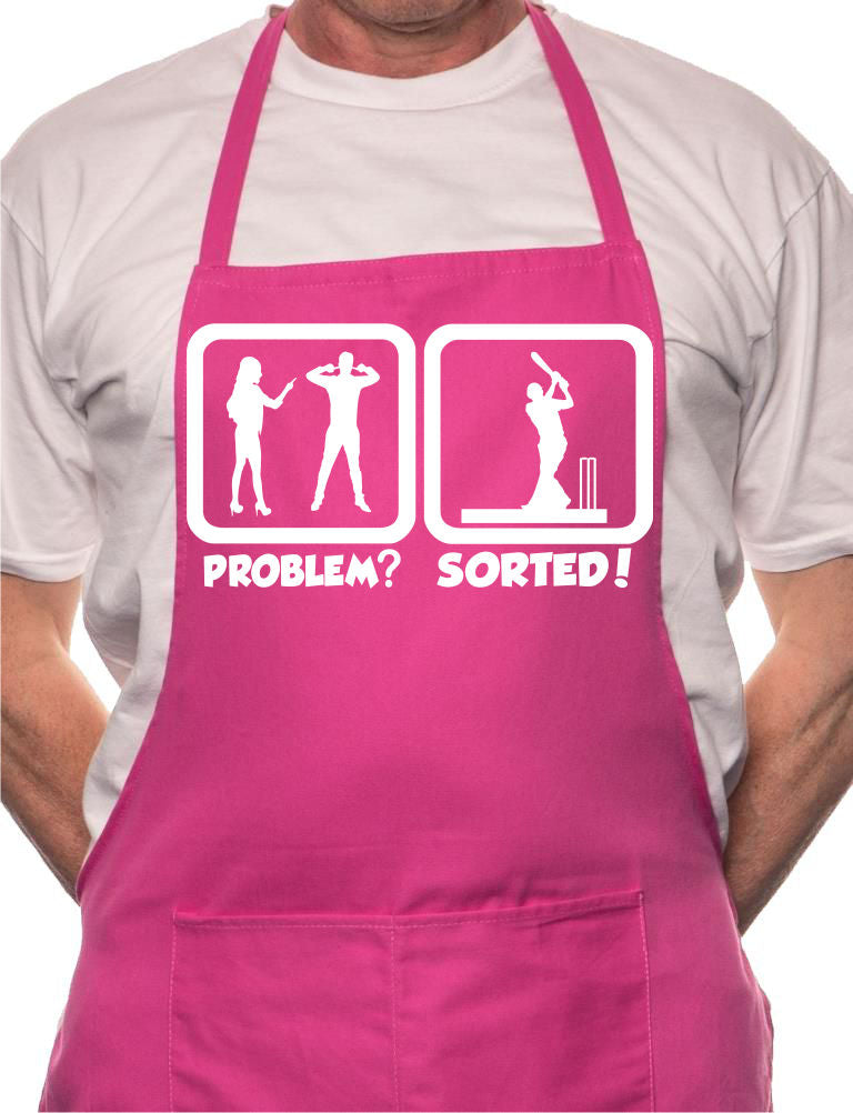 Problem Sorted Playing Cricket BBQ Cooking Novelty Apron