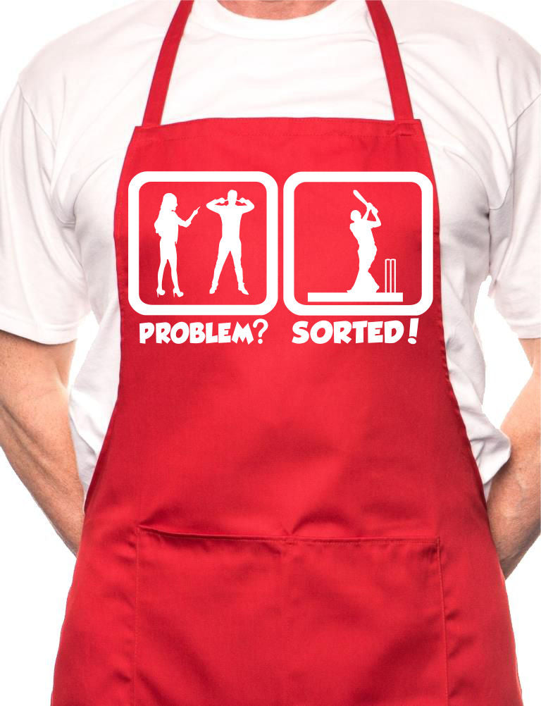 Problem Sorted Playing Cricket BBQ Cooking Novelty Apron