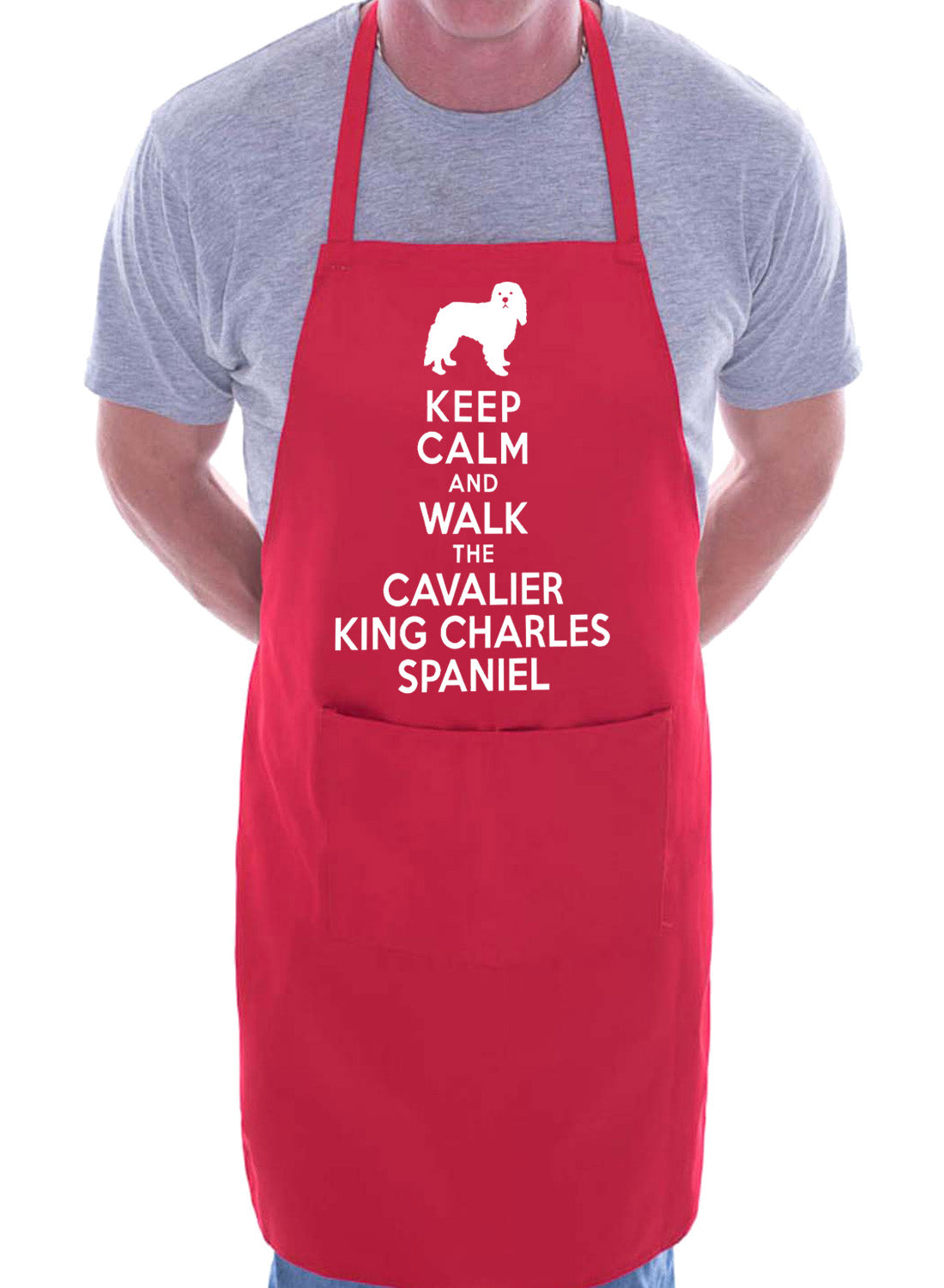 Keep Calm and Walk Cavalier King Charles Funny BBQ Novelty Cooking Apron