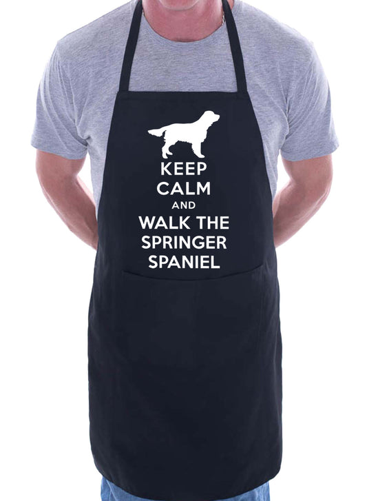 Keep Calm and Walk The Springer Spaniel Dog BBQ Cooking Apron