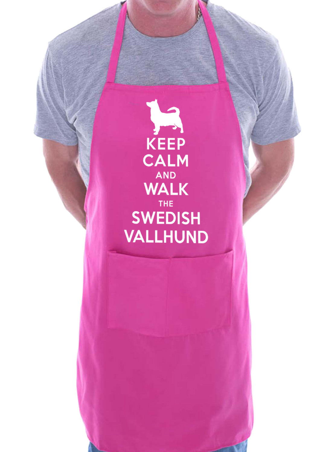Keep Calm and Walk Swedish Valhund Dog BBQ Cooking Apron
