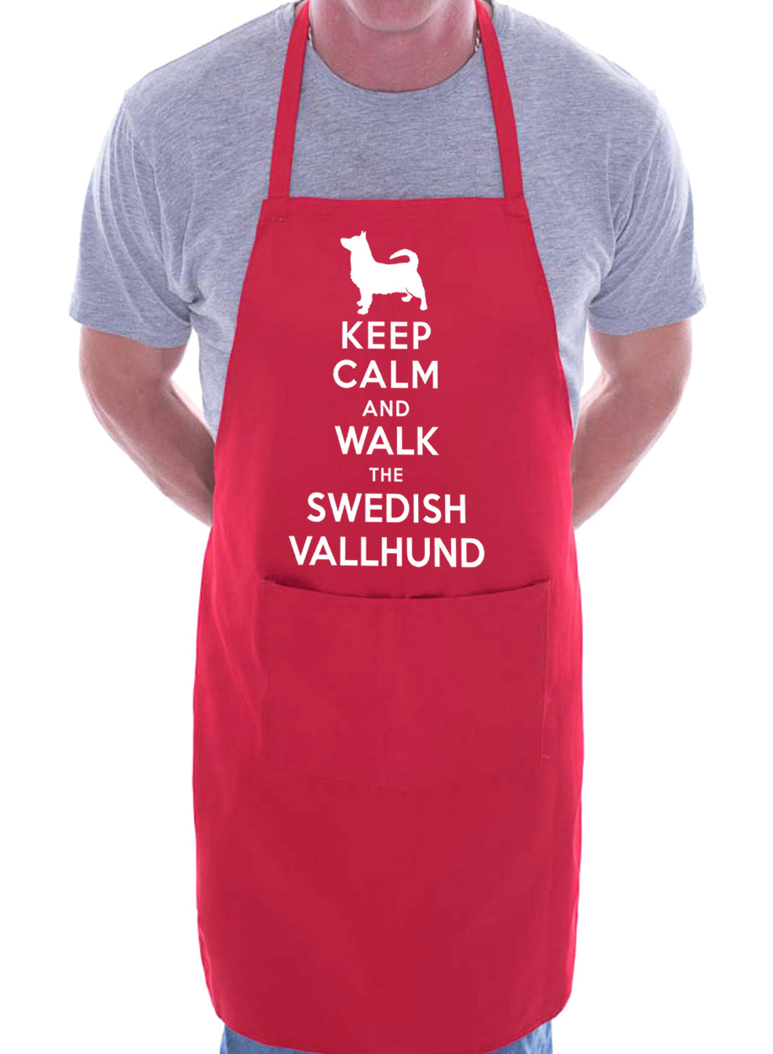 Keep Calm and Walk Swedish Valhund Dog BBQ Cooking Apron