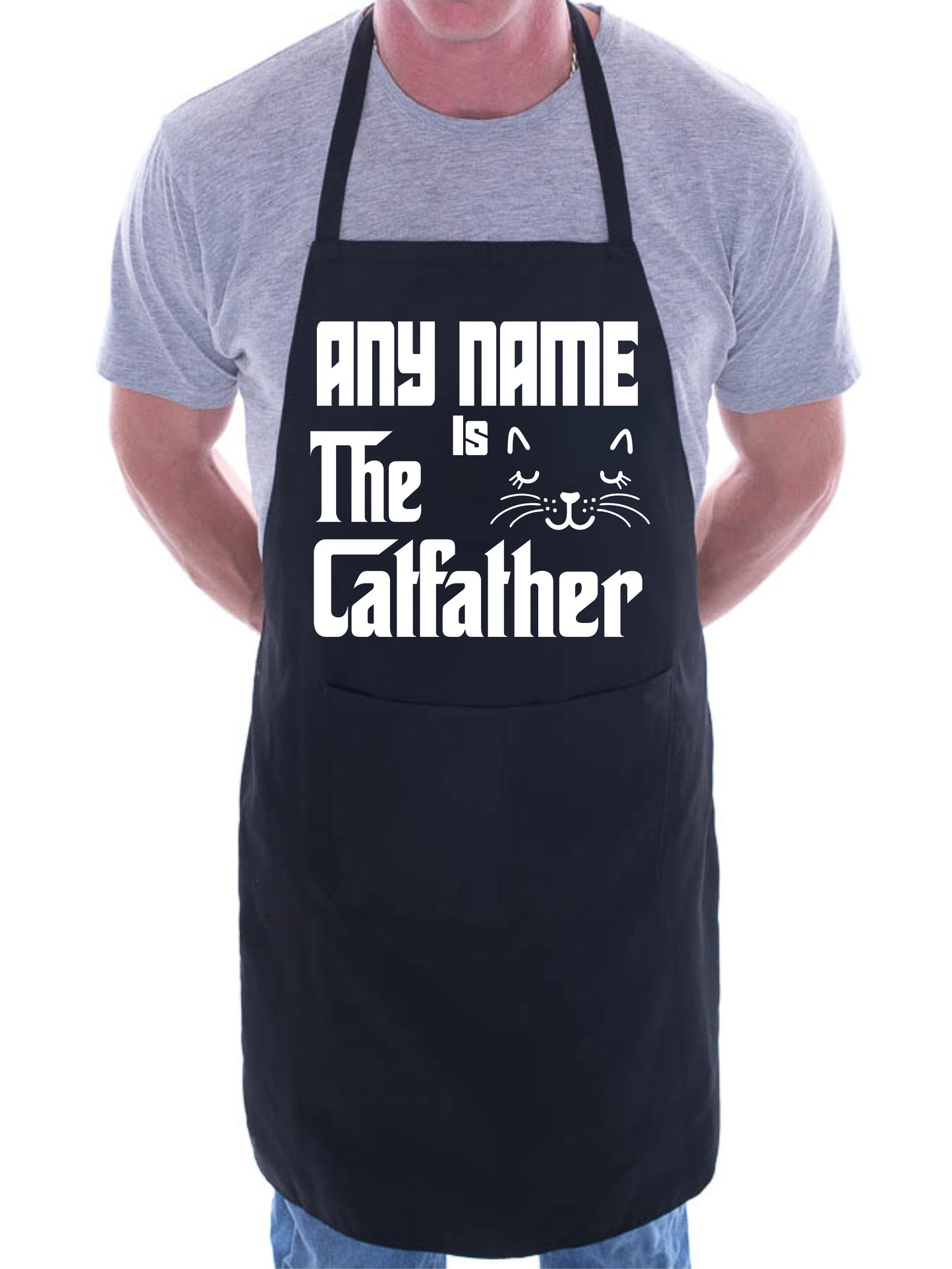 The Cat Father Any Name Funny Personalised Gift BBQ Apron Cat Lovers Gift