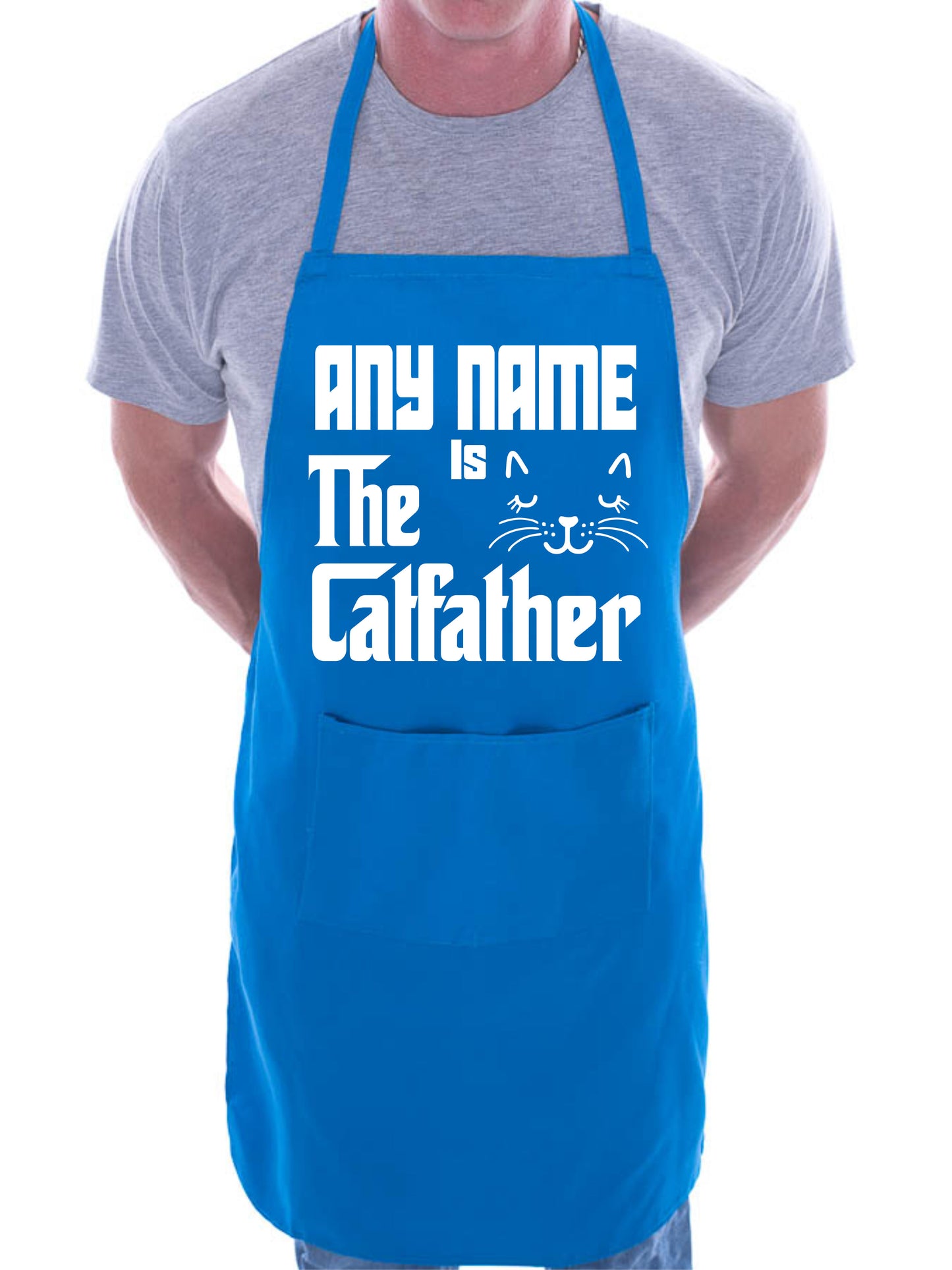 The Cat Father Any Name Funny Personalised Gift BBQ Apron Cat Lovers Gift