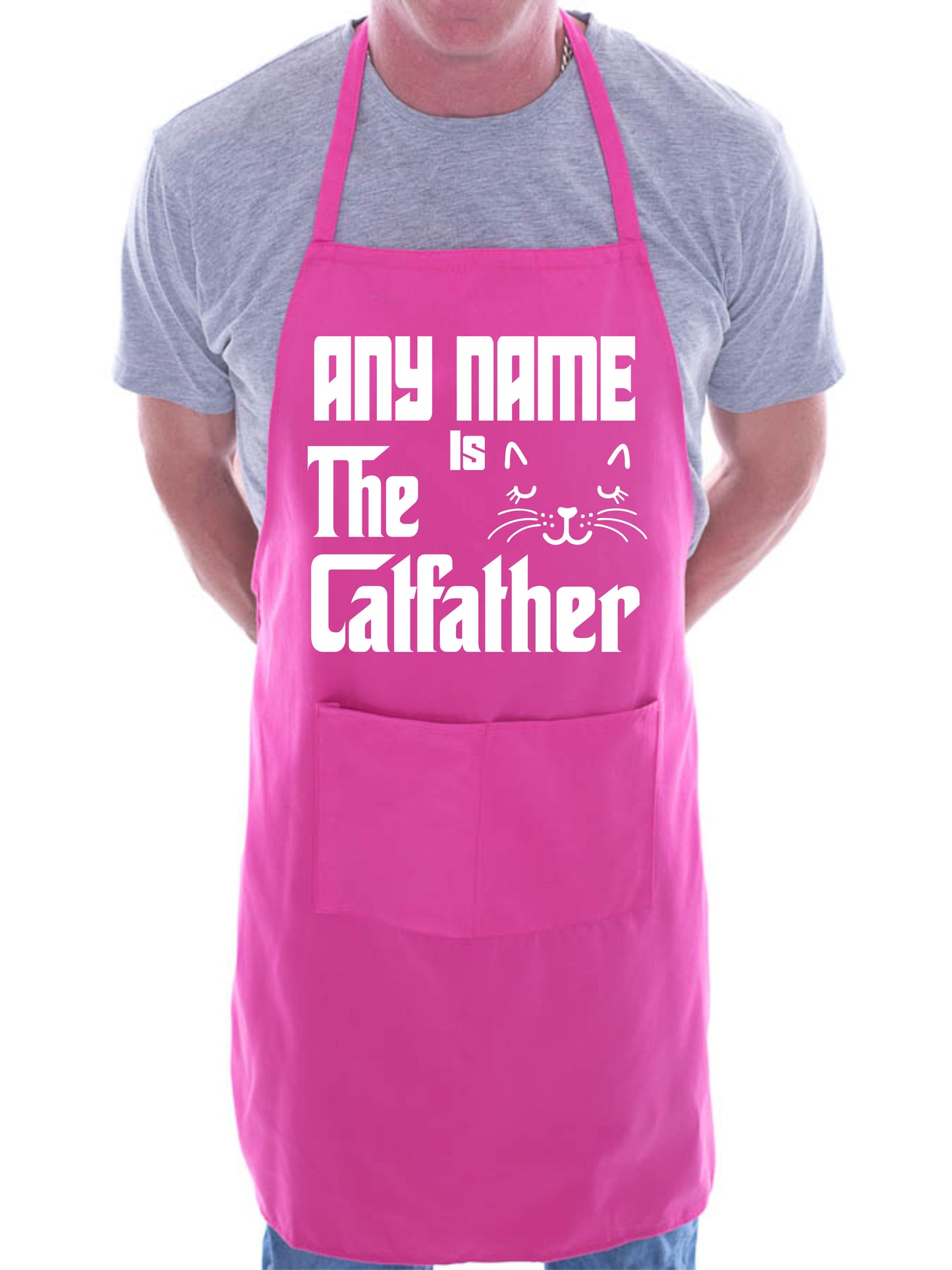 The Cat Father Any Name Funny Personalised Gift BBQ Apron Cat Lovers Gift
