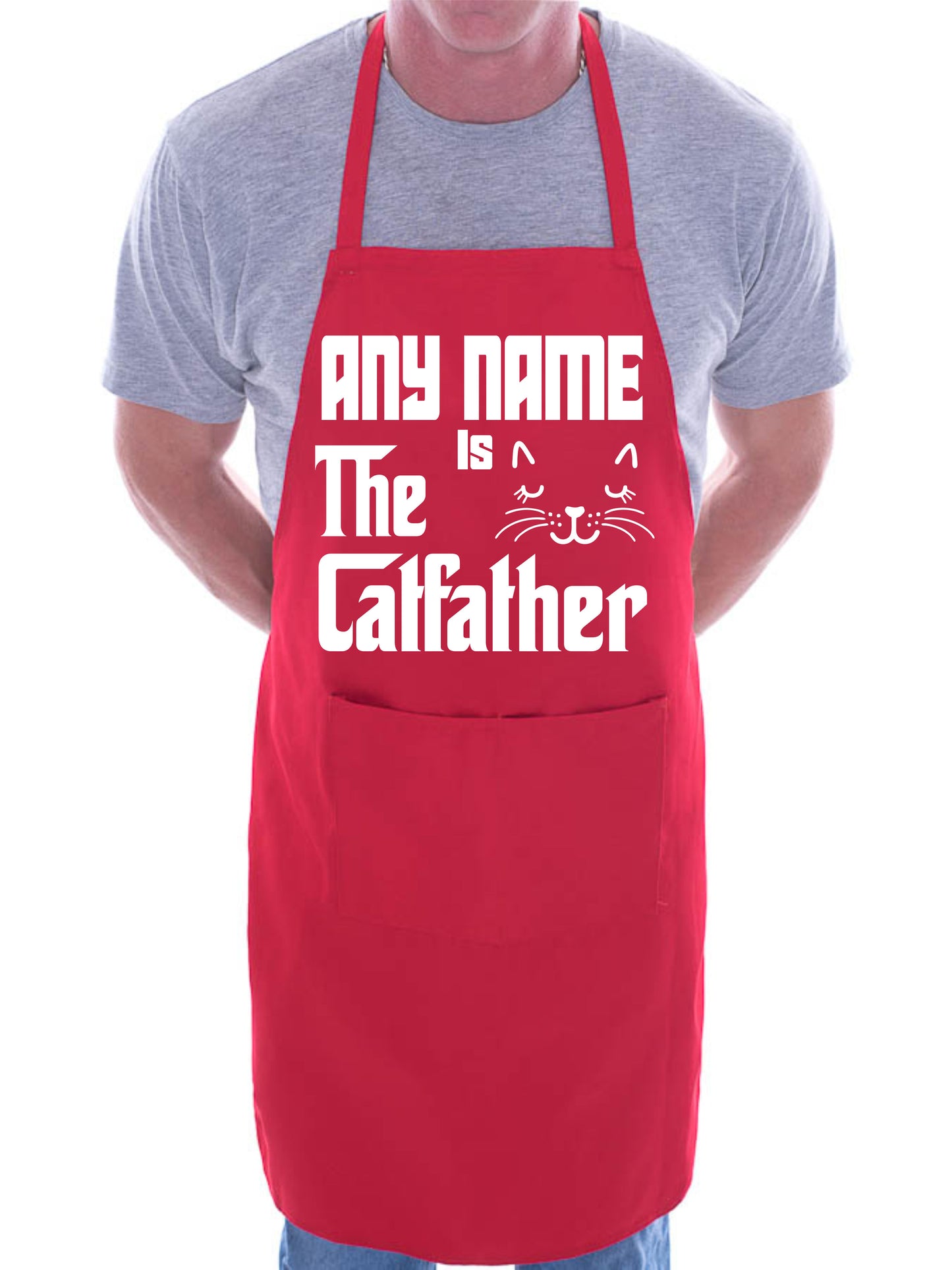 The Cat Father Any Name Funny Personalised Gift BBQ Apron Cat Lovers Gift