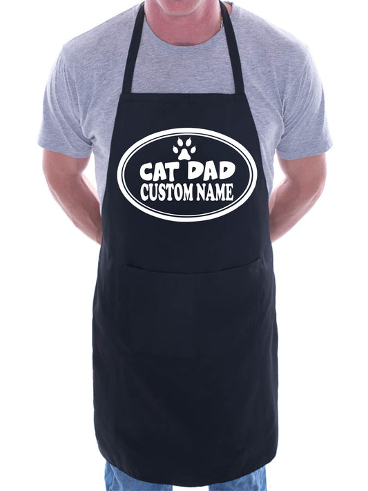 Personalised Gift BBQ Apron Cat Lovers Gift Cat Dad Custom Name