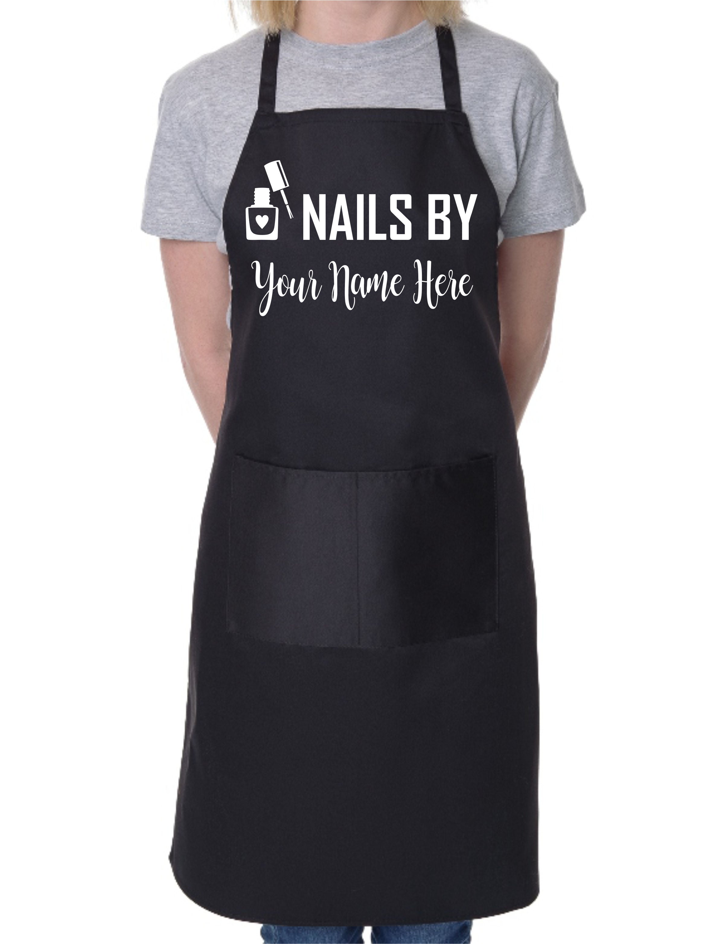 Personalised Nail Technician Apron - Add Name Or Company - Printshop2000 - Black/Red/Pink/Blue Options - Cotton Blend