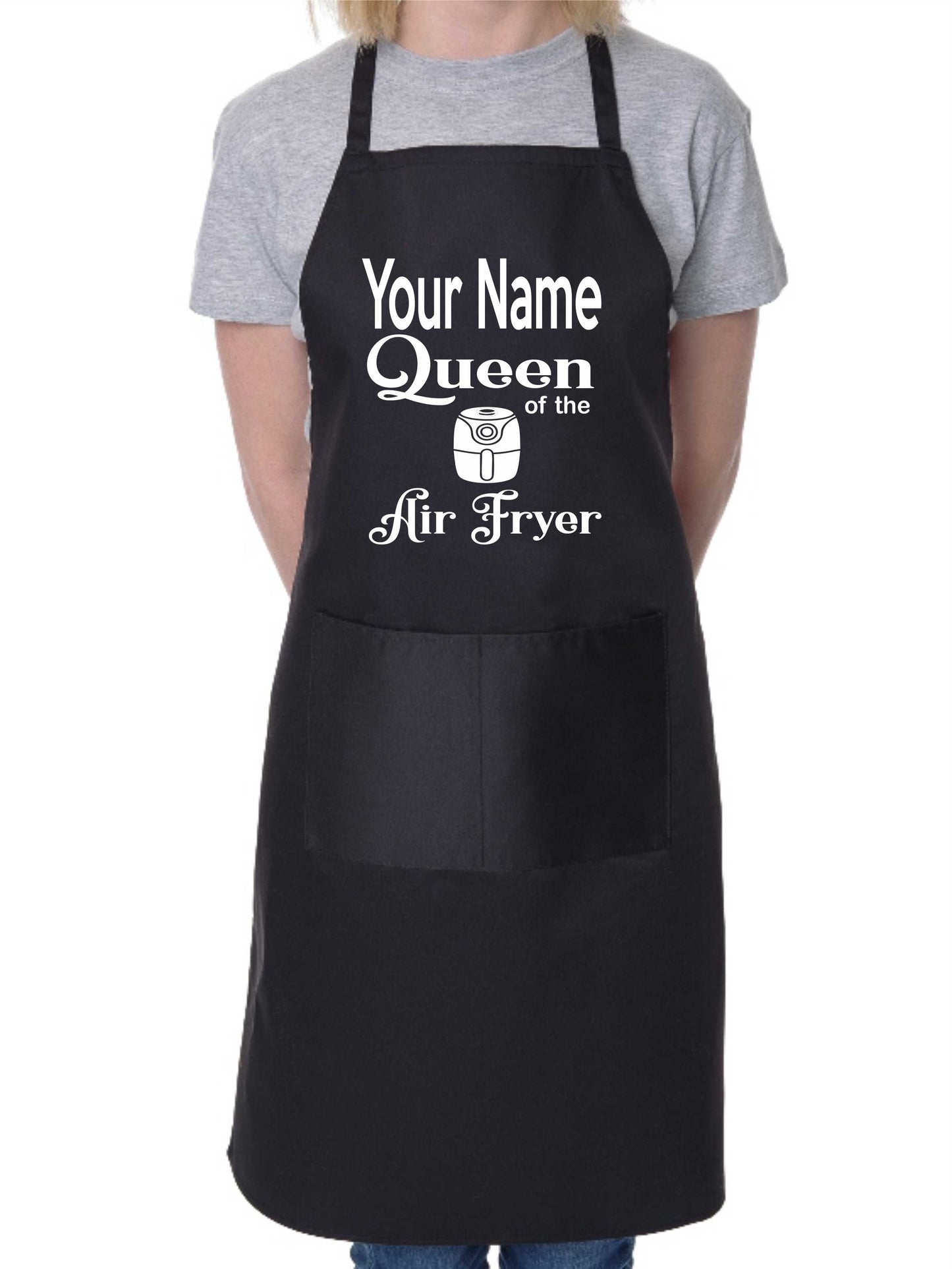 Adult Personalised Apron Queen Of The Air Fryer Add Name Funny BBQ Baking