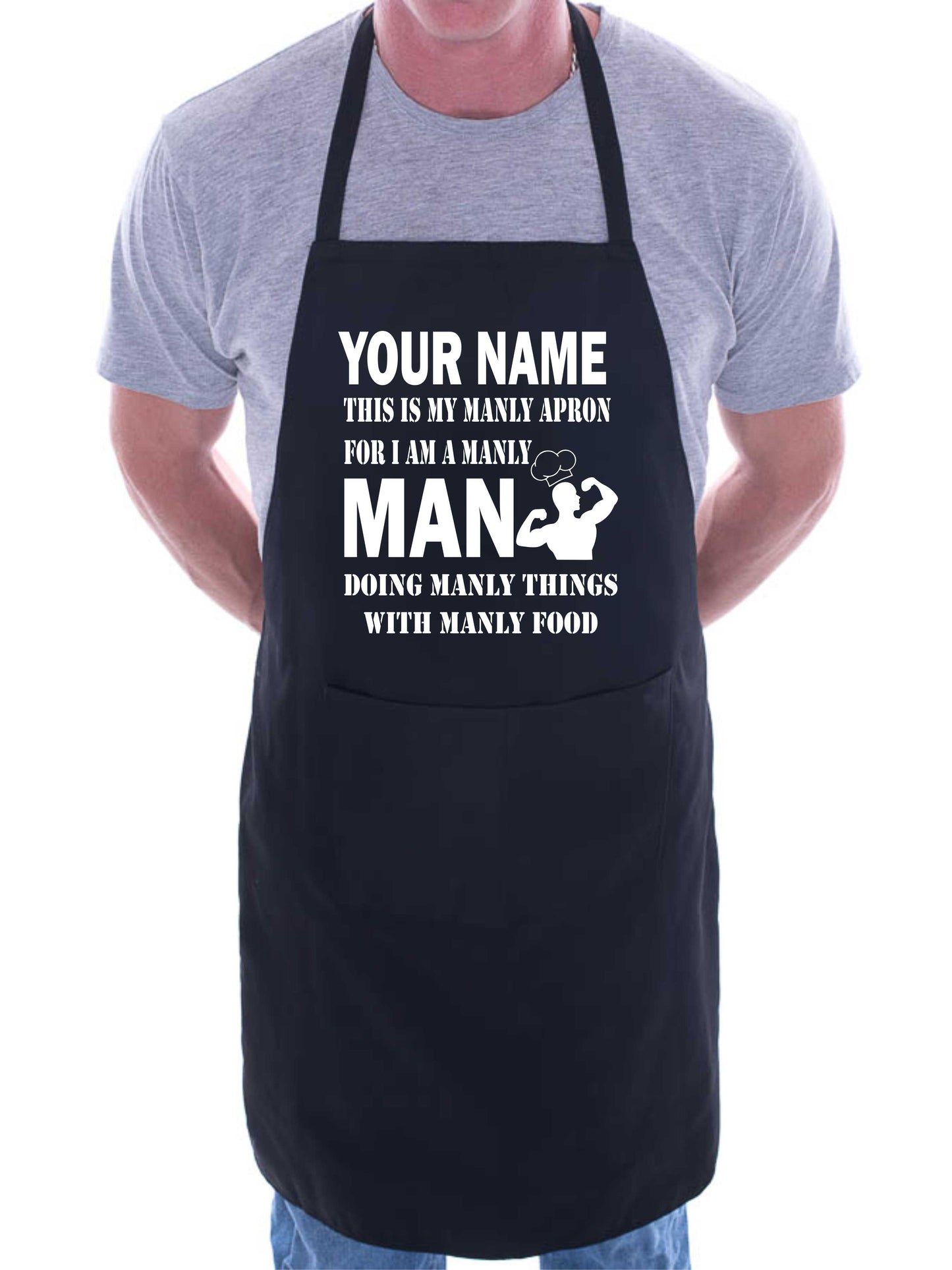 Adult Personalised Apron This Is My Manly Apron Your Name Funny BBQ Baking