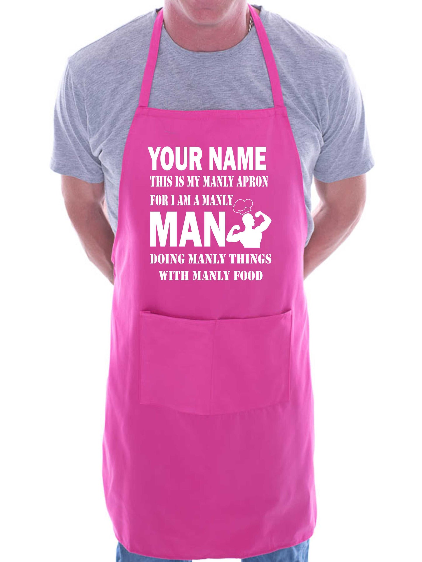 Adult Personalised Apron This Is My Manly Apron Your Name Funny BBQ Baking