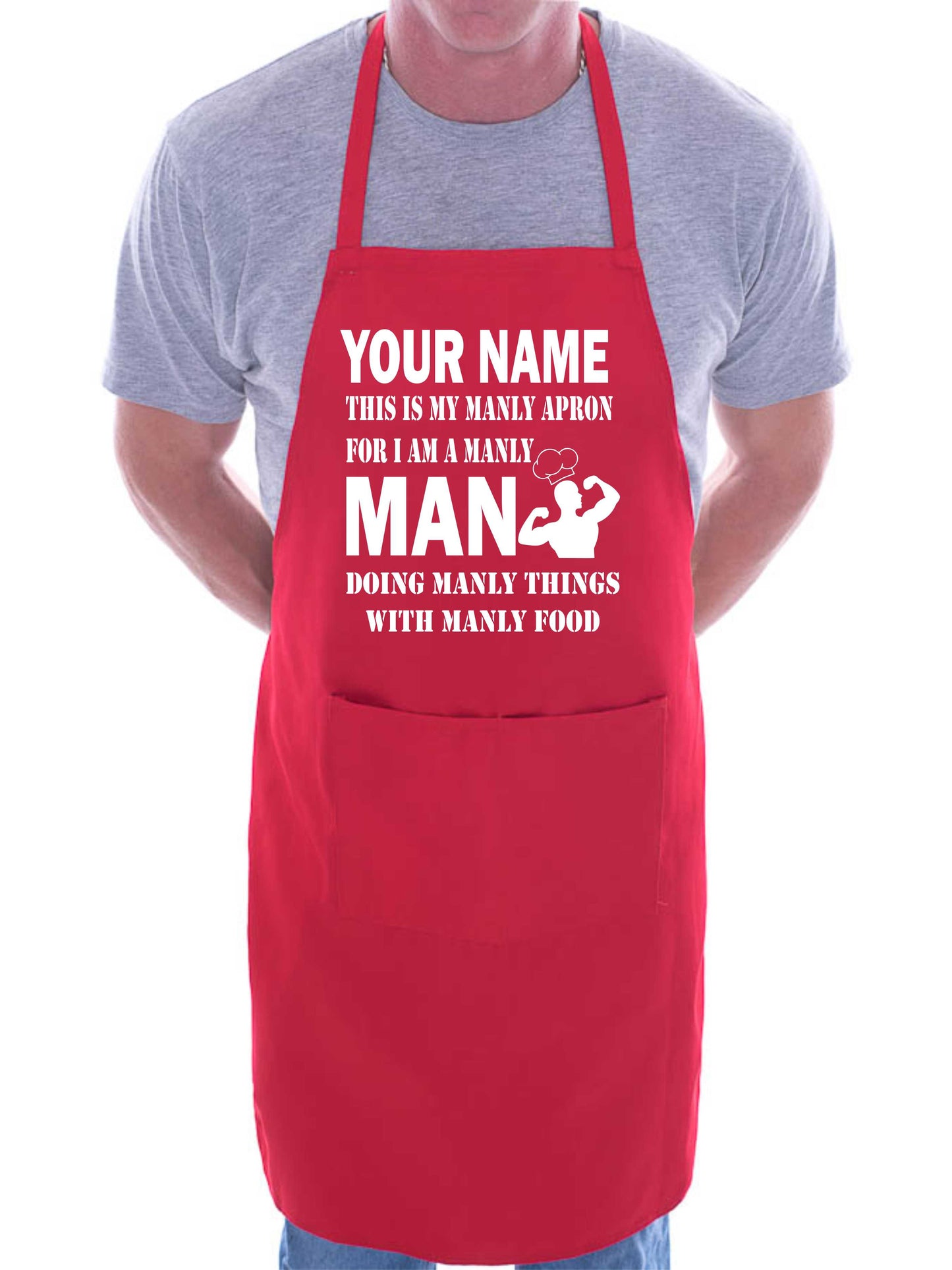 Adult Personalised Apron This Is My Manly Apron Your Name Funny BBQ Baking