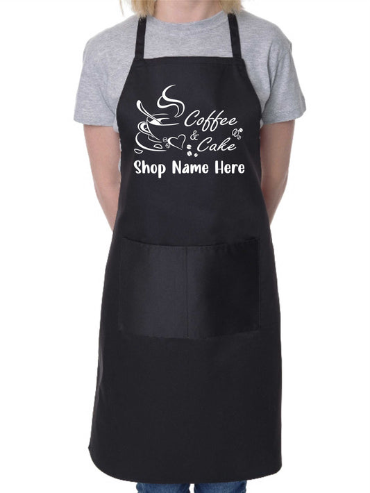 Personalised Apron Coffee & Cake Cafe Your Shop Restaurant Name Here Work Gift