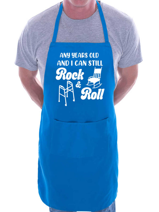 Personalised Apron Rock & Roll Birthday Your Age Here Funny Gift