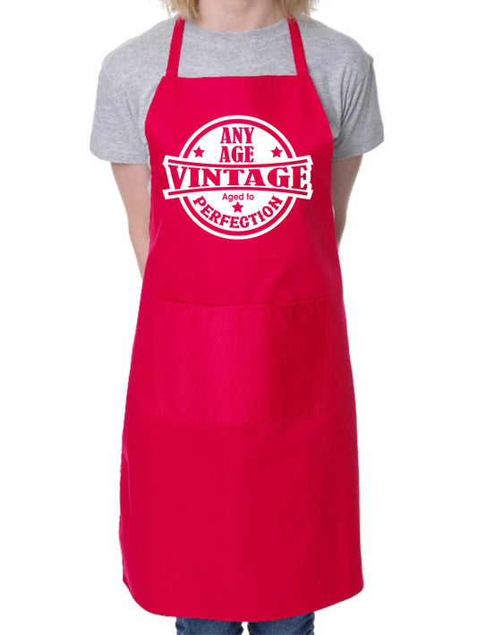Personalised Apron Vintage Perfection Birthday Your Age Here Funny Gift