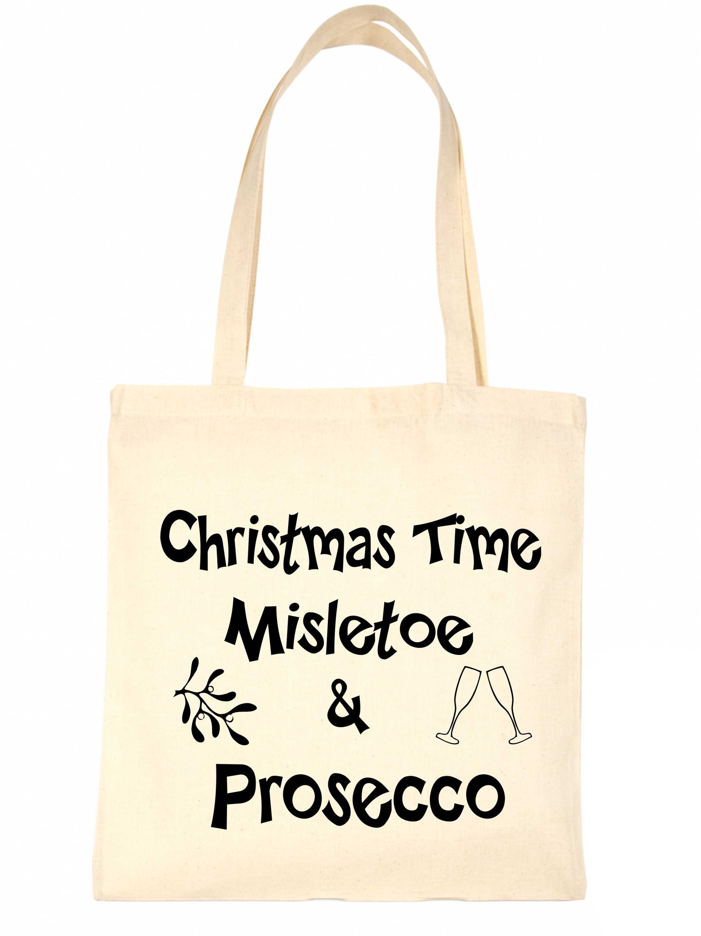 Christmas Time Mistletoe & Wine Xmas Gift Funny Shopping Tote Bag For Life