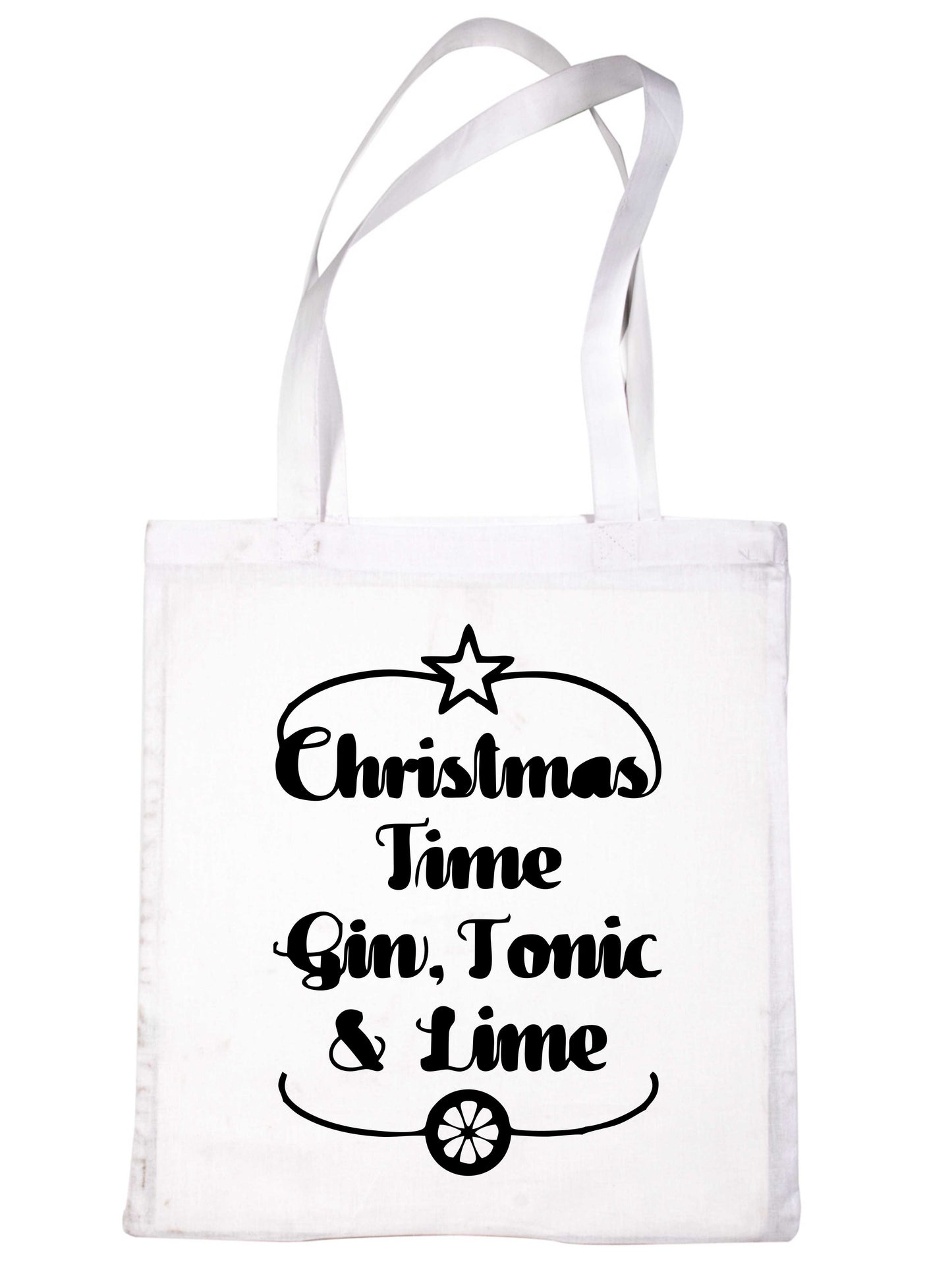 Christmas Time Gin & Lime Christmas Gift Xmas Funny Shopping Tote Bag For Life