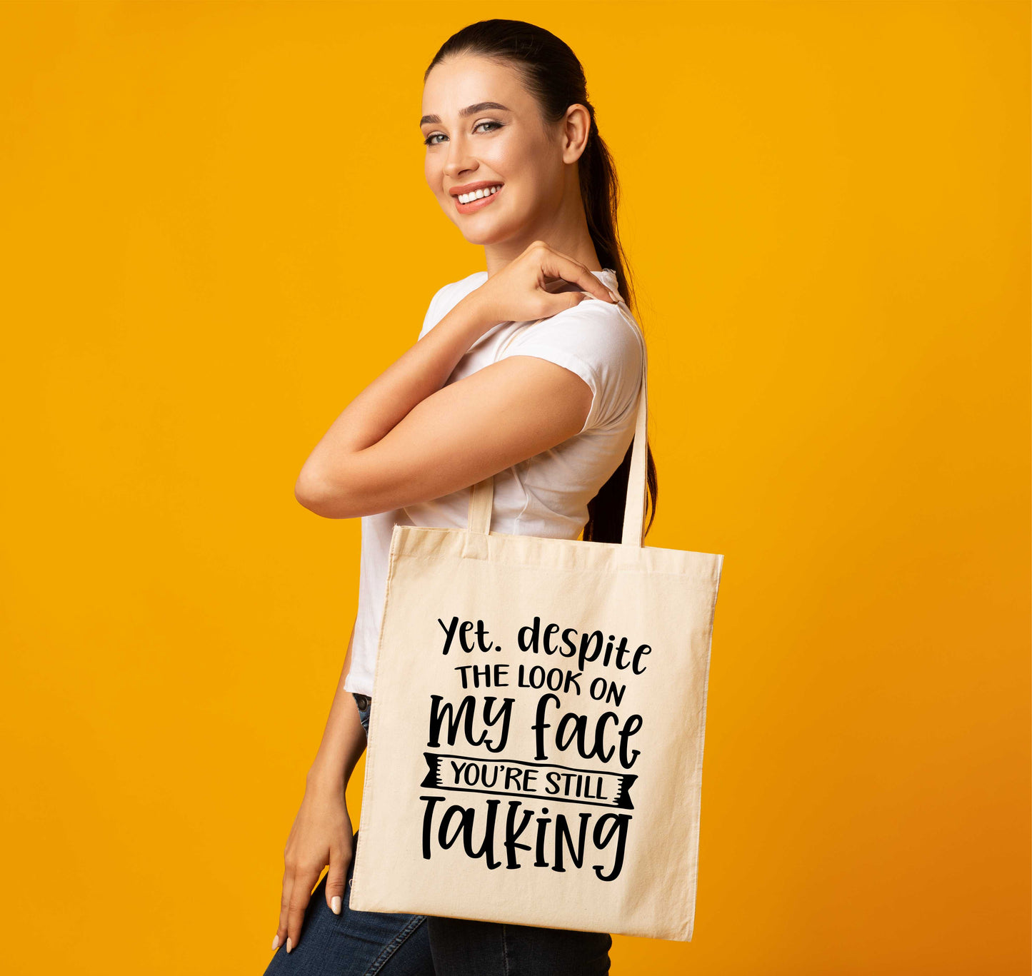 Despite Look On My Face You're Still Talking Funny Bag For Life Shopping Tote Bag