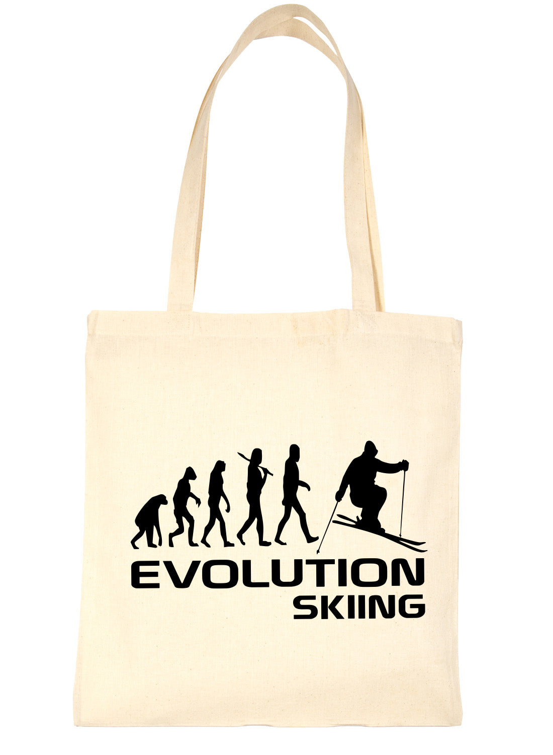 Evolution Of Skier Skiing Shopping Tote Bag Ladies Gift