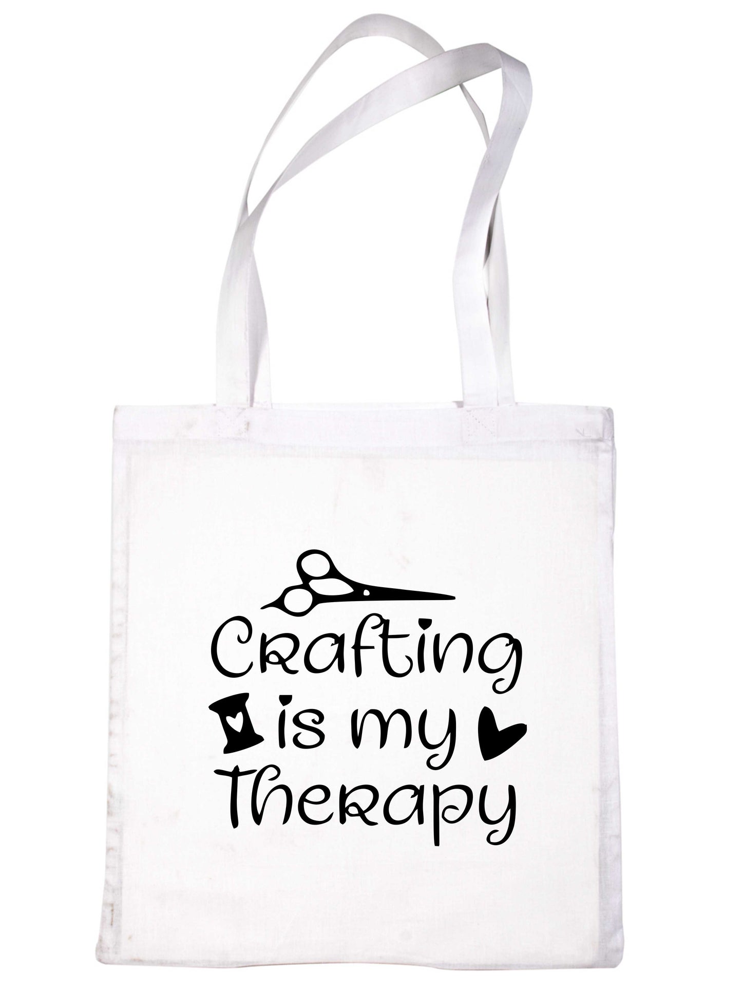 Crafting Is My Therapy Kintting Sewing Funny Reusable Shopping Tote Bag