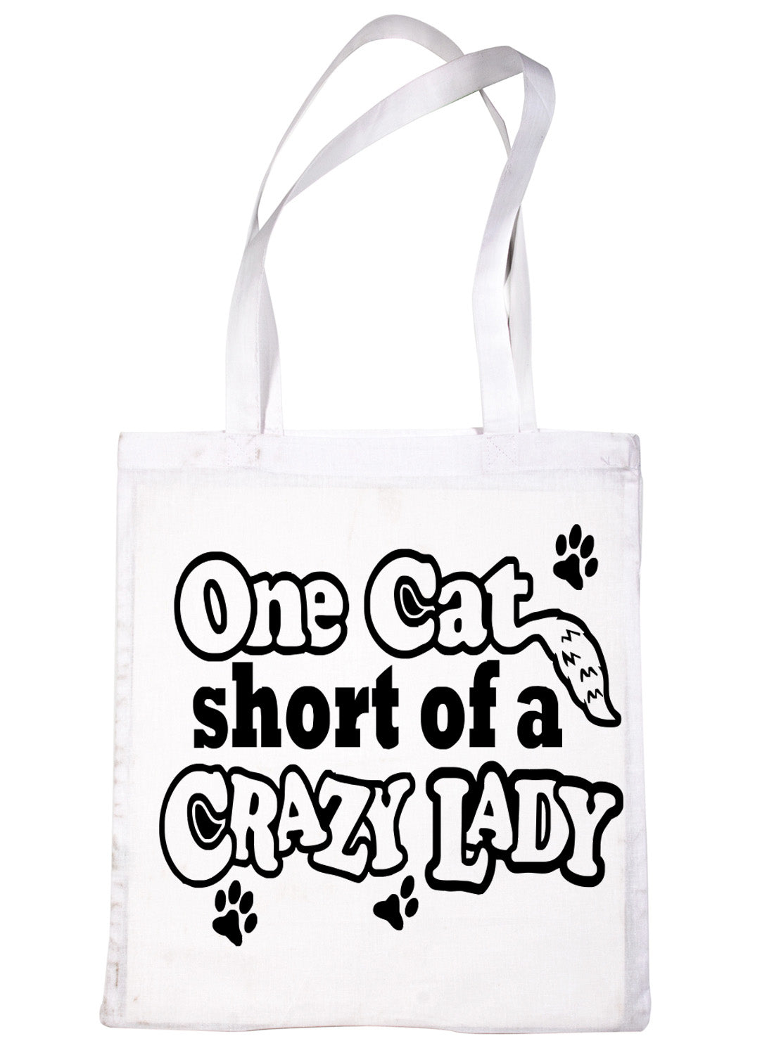 One Cat Short Crazy Lady Funny Shopping Tote Bag For Life Ladies Gift